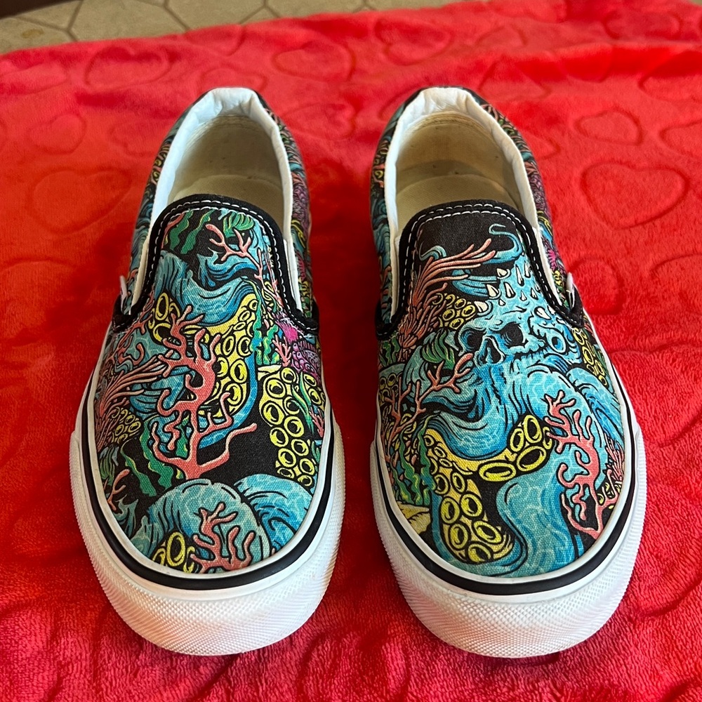 Vans Shoes Womens 6 Underwater Coral Slip On Vintage RARE RETRO unisex - Picture 2 of 10